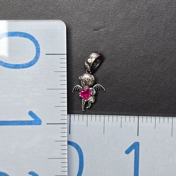 Sterling‎ Silver Angel Charm With Pink Heart CZ (NWOT) - Picture 4 of 4